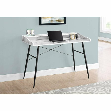 DAPHNES DINNETTE 48 in. Metal Computer Desk White Marble-Look - Black DA3593413